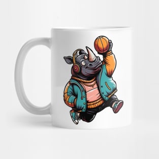 funny rhino basketball Mug